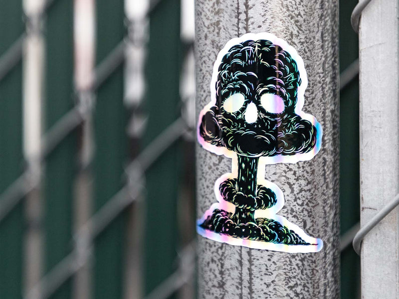custom printed holographic sticker on post